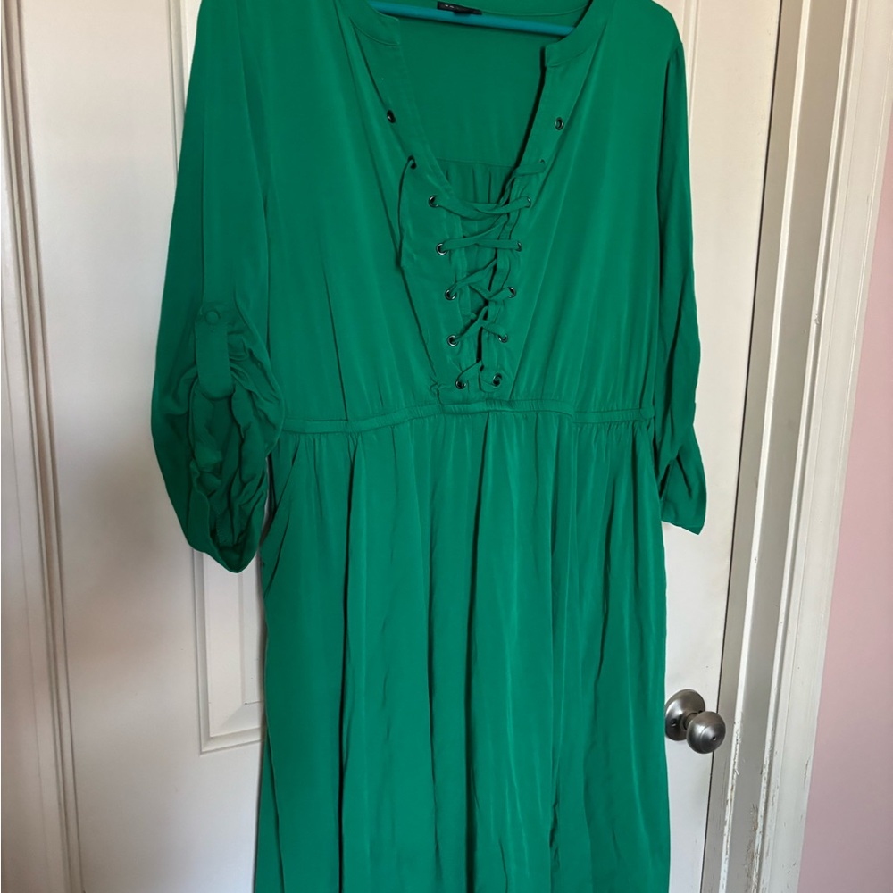 Torrid Green Lace-Up Dress